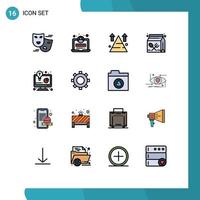 uppsättning av 16 modern ui ikoner symboler tecken för företag utveckling inlärning landa utbildning kartong redigerbar kreativ vektor design element