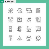 uppsättning av 16 modern ui ikoner symboler tecken för barn presentation kommunikation ark Rapportera redigerbar vektor design element
