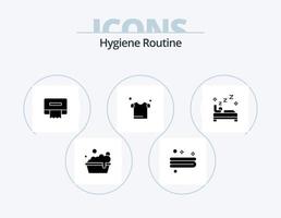 Hygiene-Routine-Glyphen-Icon-Pack 5 Icon-Design. . Reinigung. Gewebe. reinigen. Bett vektor