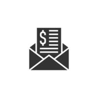 Umschlag mit Geldsymbol im flachen Stil. E-Mail-Bargeld-Vektorillustration auf weißem, isoliertem Hintergrund. Geschäftskonzept für Finanznachrichten. vektor