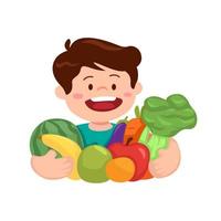 barn kärlek äter vegetabiliska tecknad serie illustration vektor
