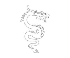 chinesischer drache, handgezeichnet, monolinie, einlinienkunst vektor