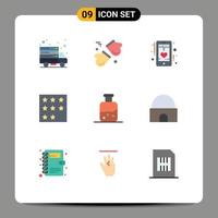 Packung mit 9 modernen flachen Farbzeichen und Symbolen für Web-Printmedien wie Rang Business Scandinavia Achievement mobile editierbare Vektordesign-Elemente vektor