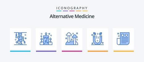 alternativ medicin blå 5 ikon packa Inklusive sjukvård. terapi. mat. spa. magnet. kreativ ikoner design vektor