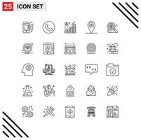 Aktienvektor-Icon-Paket mit 25 Linienzeichen und Symbolen für die gezielte Suche nach Investitionen Soldat Militär editierbare Vektordesign-Elemente vektor