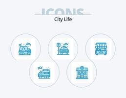 Stadtleben blau Icon Pack 5 Icon Design. Einkaufen. Stadt. Leben. Parken. Leben vektor
