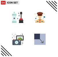uppsättning av 4 kommersiell platt ikoner packa för badrum foton verktyg polis bygga ut redigerbar vektor design element