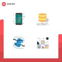 modern uppsättning av 4 platt ikoner och symboler sådan som app strömma smartphone Diagram klot redigerbar vektor design element