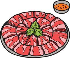 hand dragen kött för varm pott kinesisk och japansk mat illustration vektor