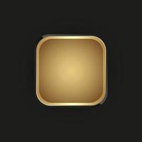 Gold- und Premium-Kreisknopf, Luxus-Rechteck-Banner auf schwarzem Hintergrund, ein Goldknopf im Rechteck-Goldrahmen, Vektorgrafik-Design. vektor