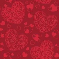 kontrastarmer roter Hintergrund mit großen Spitzenherzen und Silhouetten kleiner Herzen. nahtloses Muster. dekoration für den valentinstag, liebe romantisches thema. gut zum Verpacken, Textil, Drucken, Hochzeitsdekor vektor