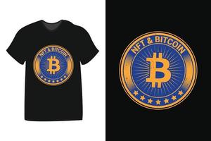 Bitcoin- und NFT-T-Shirt-Design, vektor