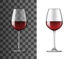Rotweinglas 3d isoliert realistischer Vektor