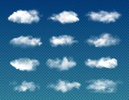 realistische himmelwolken, transparenter hintergrund vektor