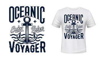 segelschiff anker, t-shirt druck vektor