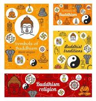 buddhism religion, buddist religiös symboler vektor