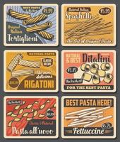 pasta meny, restaurang och snabb mat pris vektor