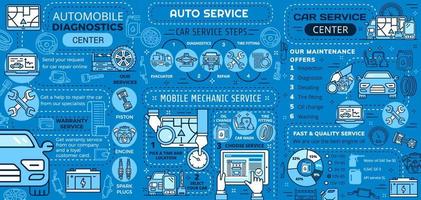 autoservice-infografiken, autoreparaturtabelle, grafik vektor