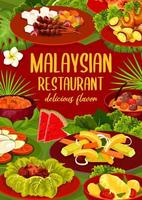 malaysische küche restaurantgerichte vektormenü vektor