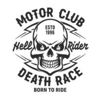 Totenkopf-T-Shirt-Druckmodell, Motor Club Society vektor