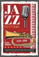 jazz musik festival retro affisch vektor