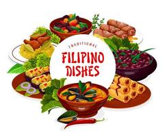 filippinare asiatisk kök maträtter baner ram vektor
