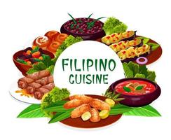 filippinare kök maträtter runda ram vektor
