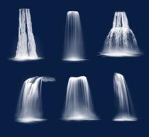 realistische Wasserfälle oder Wasserfallkaskaden vektor