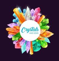 kristalle, edelsteine, magischer mineralfelsenrahmen vektor