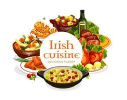 irländsk kök mat av fisk och kött med vegetabiliska vektor