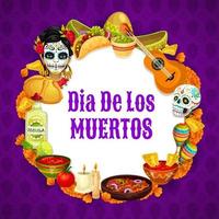 rahmen mexikanische symbole, dia de los muertos zeichen vektor