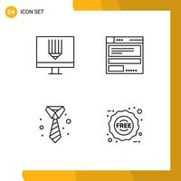 linje packa av 4 universell symboler av kodning företag utveckling browser slips redigerbar vektor design element