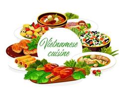 vietnamesische küche gemüse, reis, fisch und fleisch vektor