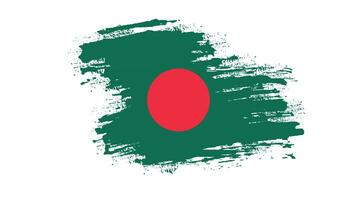 hand målad abstrakt bangladesh årgång flagga vektor