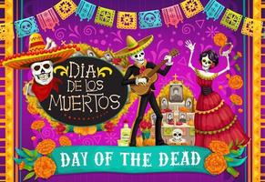 mexikanischer dia de los muertos, tanzende skelette vektor