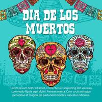 Dia de Muertos mexikanische Calavera-Schädelverzierung vektor