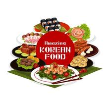 traditionell koreanska restaurang meny, asiatisk kök vektor