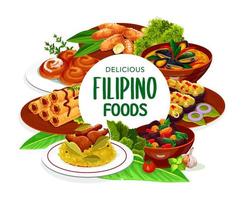 filippinare asiatisk kök, maträtter ram vektor