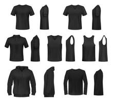 kvinnor svart skjorta, polo, tröja och tank topp vektor