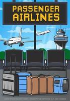 Flughafen-Terminal-Lounge und Flugzeuge. Flugreisen vektor