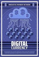 Bitcoin Kryptowährung digitales Blockchain-Netzwerk vektor