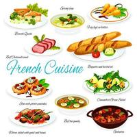 französische küche fleisch, gemüsegerichte vektor
