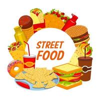 Fast-Food-Burger, Street-Food-Sandwich-Mahlzeit vektor