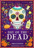 mexikanischer feiertag dia de los muertos calavera schädel vektor