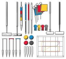 krocket sport Utrustning och spel tillbehör ikoner vektor