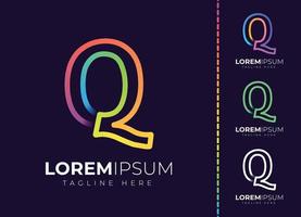 q brev första färgrik lutning logotyp. modern brev q logotyp design. vektor