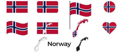 flagga av Norge. silhuett av Norge. nationell symbol. vektor