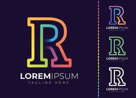 r brev första färgrik lutning logotyp. modern brev r logotyp design. vektor