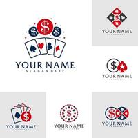 Satz von Geld-Poker-Logo-Vektorvorlagen, kreative Poker-Logo-Designkonzepte vektor