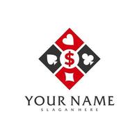 Geld-Poker-Logo-Vektorvorlage, kreative Poker-Logo-Designkonzepte vektor